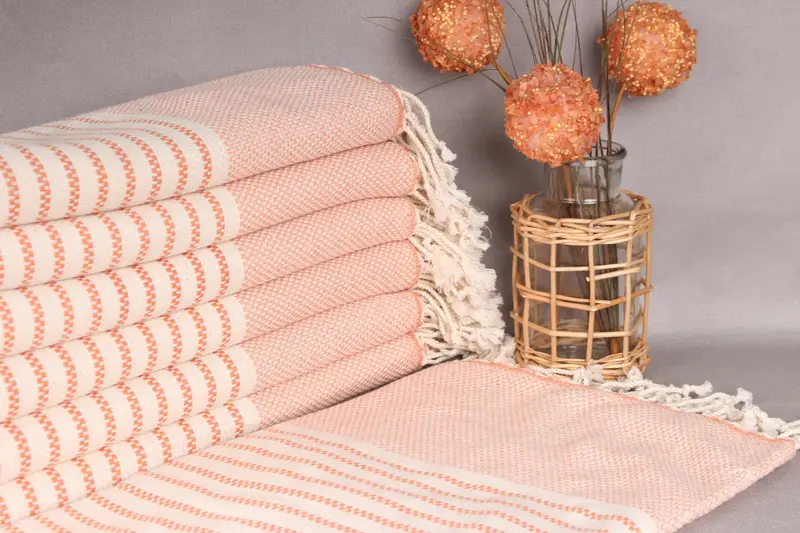 Personalized Bath Towel Orange Natural Cotton, Beige, 40x75 Inches