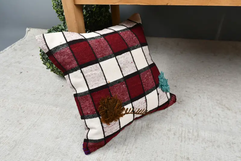 Interior Designer Pillow, 16x16 Brown Pillow Case, Cushion Case, Pillow for Couch, Ethnic Pillow Cover Cushion Cover, Kilim Cushion Sham - 6