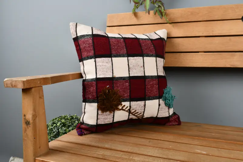 Interior Designer Pillow, 16x16 Brown Pillow Case, Cushion Case, Pillow for Couch, Ethnic Pillow Cover Cushion Cover, Kilim Cushion Sham - 1