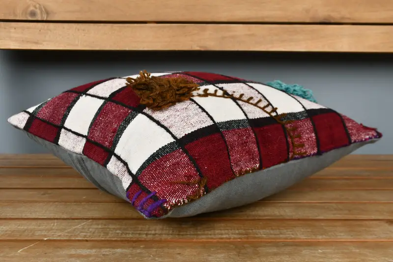 Interior Designer Pillow, 16x16 Brown Pillow Case, Cushion Case, Pillow for Couch, Ethnic Pillow Cover Cushion Cover, Kilim Cushion Sham - 3