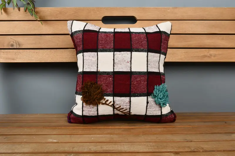 Interior Designer Pillow, 16x16 Brown Pillow Case, Cushion Case, Pillow for Couch, Ethnic Pillow Cover Cushion Cover, Kilim Cushion Sham - 7