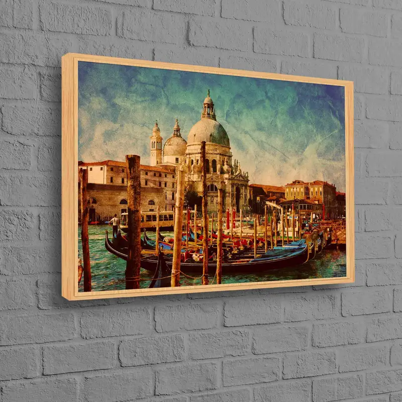 ヴィンテージヴェネツィア風景キャンバス: 大運河都市景観プリント