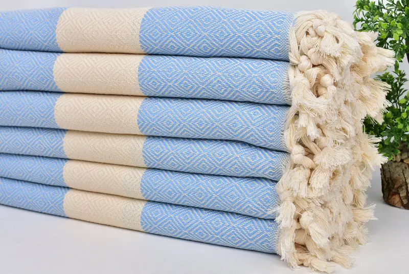 Handwoven Turkish Towel, Wedding Gift For Bride, Spa Towel, Organic Turkish towel, Monogram Beach Towel, Gifts For Him, 70x40 Cotton Diamond Towel - 3