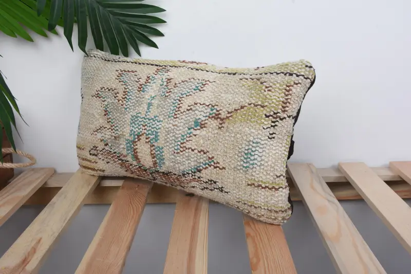 Vintage Kilim Pillow, 8x16 Beige Pillow Case, Meditation Pillow Case, Boho Pillow Sham Cover, Cushion Cover, Interior Designer Pillow - 5