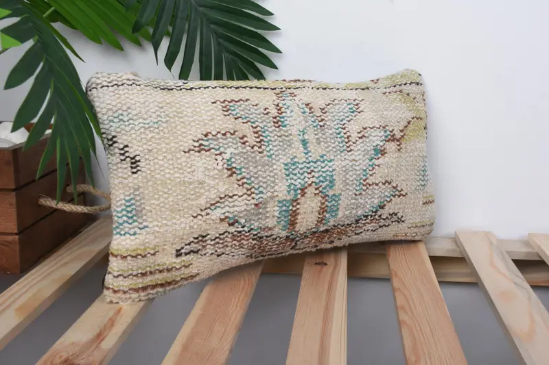 Vintage Kilim Pillow, 8x16 Beige Pillow Case, Meditation Pillow Case, Boho Pillow Sham Cover, Cushion Cover, Interior Designer Pillow - 4