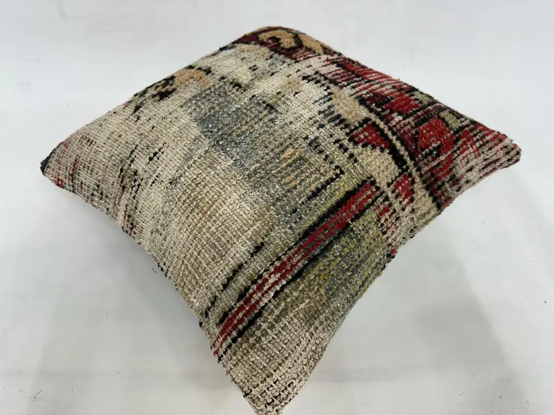 Boho Pillow, 16x16 Red Cushion, Pillow, Handmade Kilim Cushion, Vintage Kilim Pillow Cushion Cover, Boho Pillow Sham Cover - 6