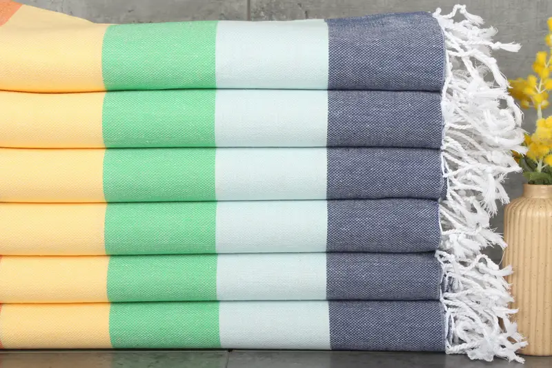 Bath Towel Striped Beige Industrial Utility, Bachelorette Gift, 40x71 Inches