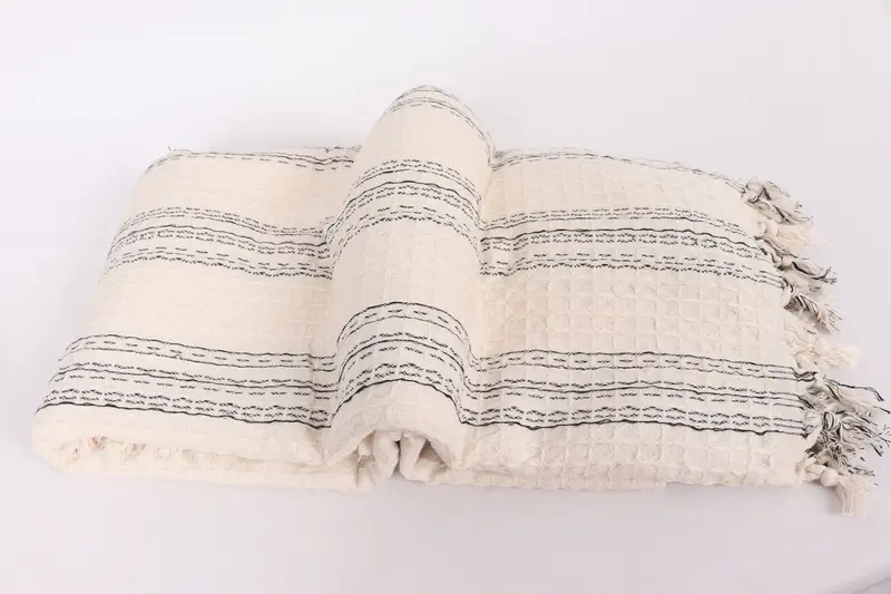 Bridal Shower Gift, 96x70 Cotton Striped Towel, Turkish Bedcover, Bridesmaid Gifts, Throw Blanket Couch, Personalized Wedding Gift For Couple - 6