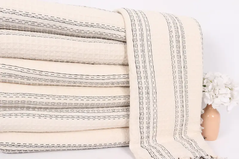 Bridal Shower Gift, 96x70 Cotton Striped Towel, Turkish Bedcover, Bridesmaid Gifts, Throw Blanket Couch, Personalized Wedding Gift For Couple - 2