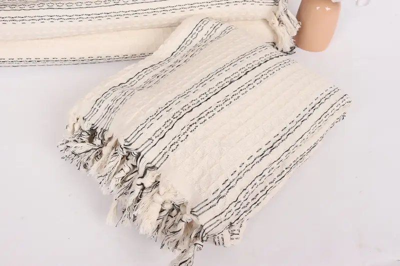 Bridal Shower Gift, 96x70 Cotton Striped Towel, Turkish Bedcover, Bridesmaid Gifts, Throw Blanket Couch, Personalized Wedding Gift For Couple - 5