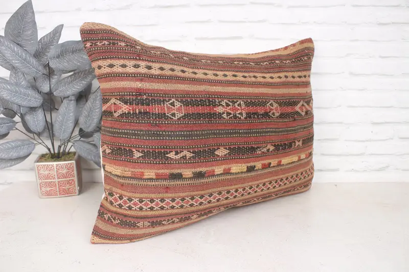 Lounge Throw Cushion Case, 20x28 Brown Cushion, Antique Pillows, Bohemian Cushion Cushion, Pillow for Couch, Kilim Pillow, Pillow Case - 3