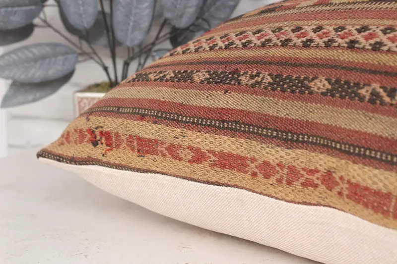 Lounge Throw Cushion Case, 20x28 Brown Cushion, Antique Pillows, Bohemian Cushion Cushion, Pillow for Couch, Kilim Pillow, Pillow Case - 7
