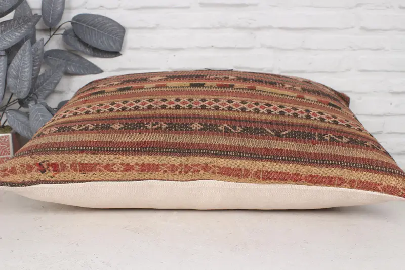 Lounge Throw Cushion Case, 20x28 Brown Cushion, Antique Pillows, Bohemian Cushion Cushion, Pillow for Couch, Kilim Pillow, Pillow Case - 5
