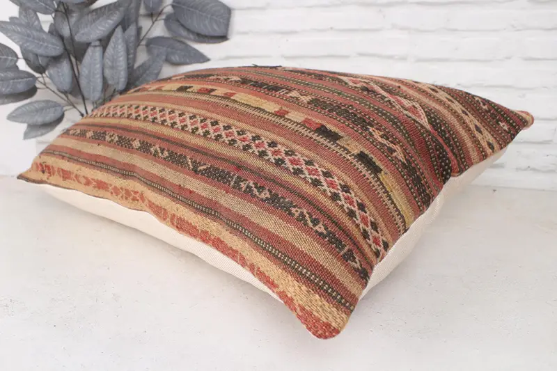 Lounge Throw Cushion Case, 20x28 Brown Cushion, Antique Pillows, Bohemian Cushion Cushion, Pillow for Couch, Kilim Pillow, Pillow Case - 6