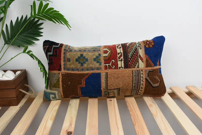 Bench Pillow Case, Boho Pillow Sham Cover, Pillow for Couch, 12x24 Red Pillow Cover, Vintage Kilim Pillow, Cushion Case, Ikat Pillow Case - 1