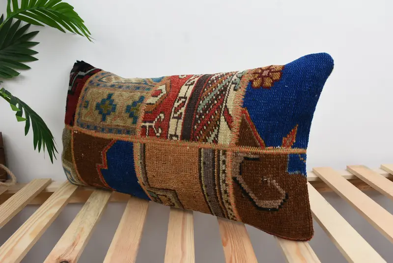 Bench Pillow Case, Boho Pillow Sham Cover, Pillow for Couch, 12x24 Red Pillow Cover, Vintage Kilim Pillow, Cushion Case, Ikat Pillow Case - 5