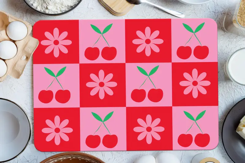 キッチン用桜デザインの強化ガラスまな板