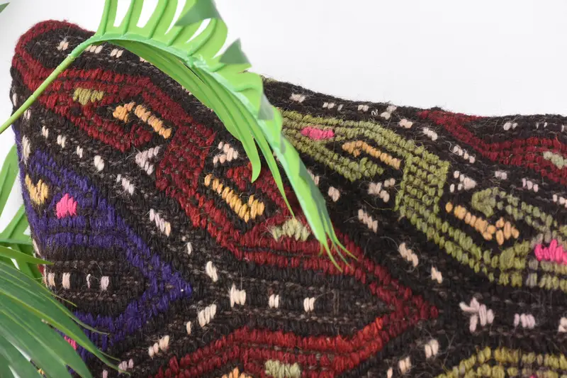 Boho Pillow Sham Cover, 16x48 Purple Cushion, Vintage Kilim Throw Pillow, Pillow Sham, Handmade Rug Seat Cushion Case, Handmade Kilim Cushion - 2