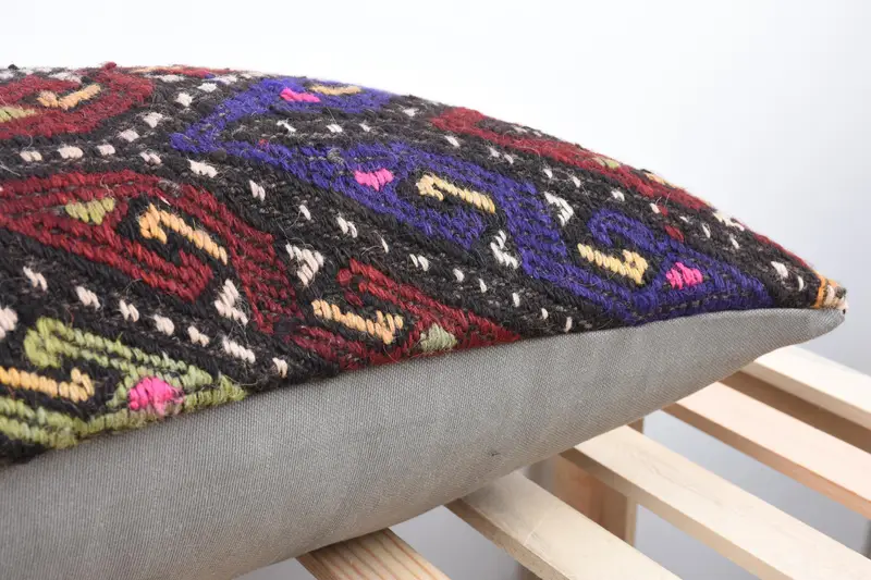 Boho Pillow Sham Cover, 16x48 Purple Cushion, Vintage Kilim Throw Pillow, Pillow Sham, Handmade Rug Seat Cushion Case, Handmade Kilim Cushion - 7
