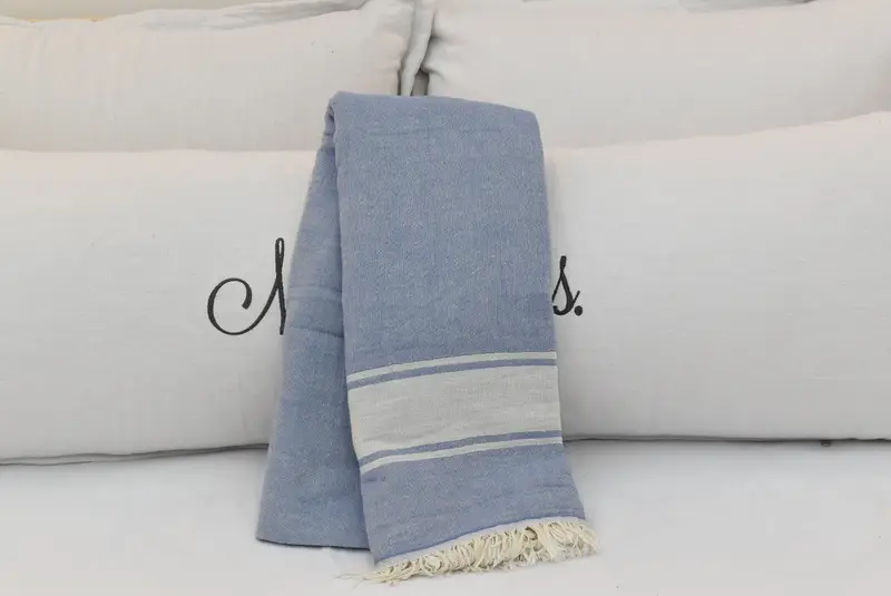 Bedspread, Organic Throw, Wedding Anniversary Gift, Personalized Blanket, 70x60 Cotton Striped Towel, Bachelorette Party Decorations, Wedding Favors - 5