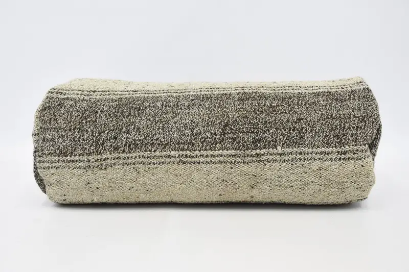 El Yapımı Bej & Kahverengi İşlemeli Kırlent, Vintage Kırlent