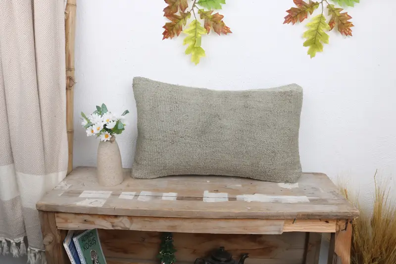 12x20 Gray Pillow Sham, Antique Pillows, Pillow Cover, Kilim Pillow Cover, Vintage Kilim Throw Pillow, Vintage Kilim Pillow Pillow - 1