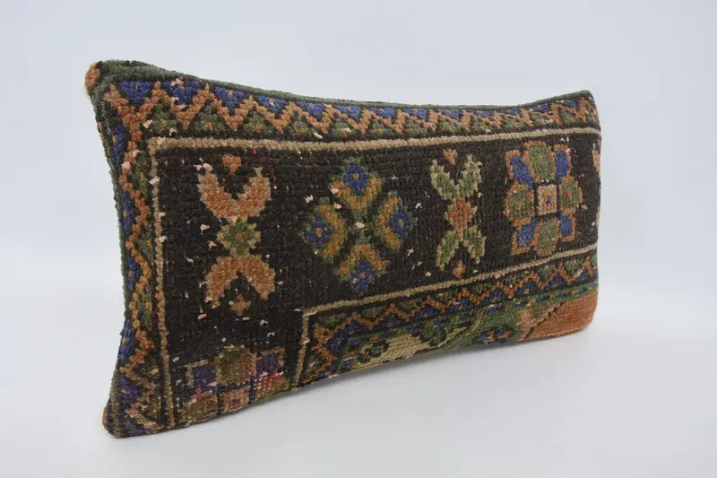 Vintage Kilim Pillow, Pillow Sham, Pillow for Couch, Armchair Pillow, Decorative Bolster Pillow Case, Turkish Kilim Pillow, 12x24 Brown Cushion - 3