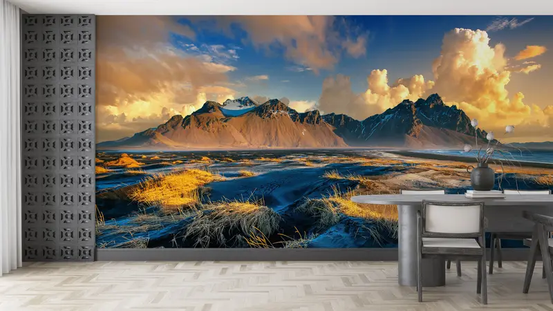 Zarif Dağ Doğa Manzarası Baskılı Duvar Kağıdı - Alanınızı Dönüştürün