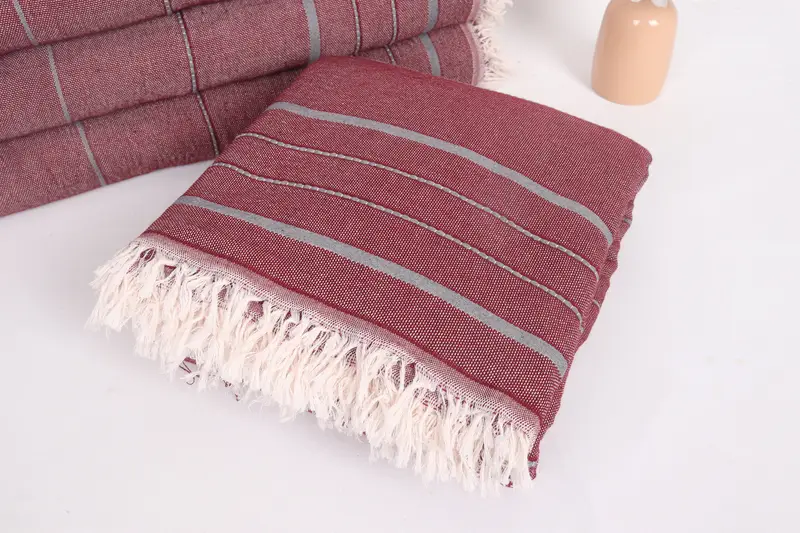 Throw Blanket Couch, Grandma Gift, Halloween Blanket, 100x80 Cotton Striped Towel, Custom Wedding Gifts, Woven Blanket, Turkish Cotton Throw Blanket - 5