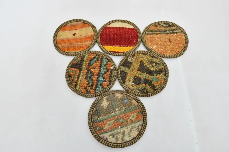 Posavasos tejidos de bronce y naranja, conjunto de posavasos únicos y rústicos