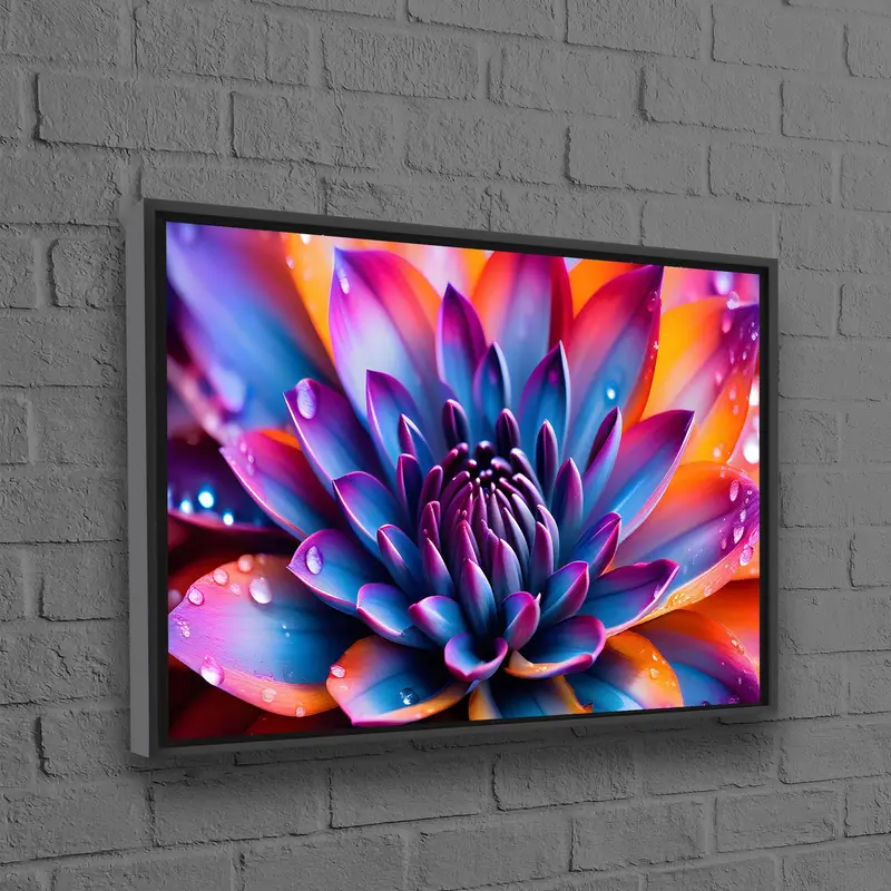 Cuadro elegante en lienzo: Primer plano de un diseño floral colorido