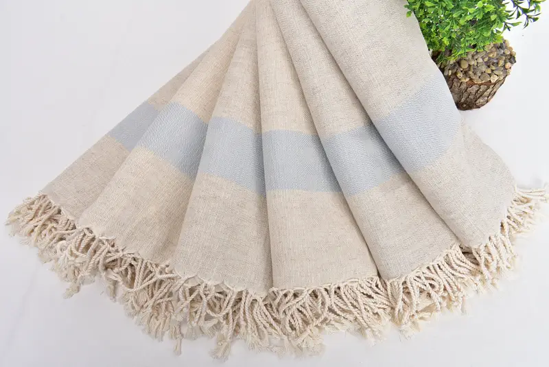 Peshtemal Towel, Monogram Beach Towel, Turkish towel, Bachelor Gift, Embroidered Turkish Towel, Personalized Wedding Gift, 70x36 Linen Striped Towel - 4