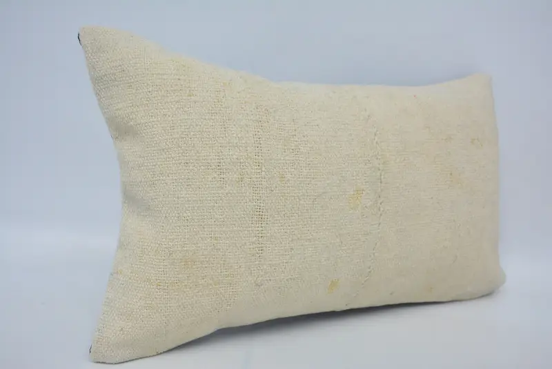 Kilim Cushion Sham, Vintage Kilim Pillow, Armchair Pillow, Boho Pillow, Cozy Throw Cushion Case, 12x20 Beige Cushion Case, Pillow Case - 3