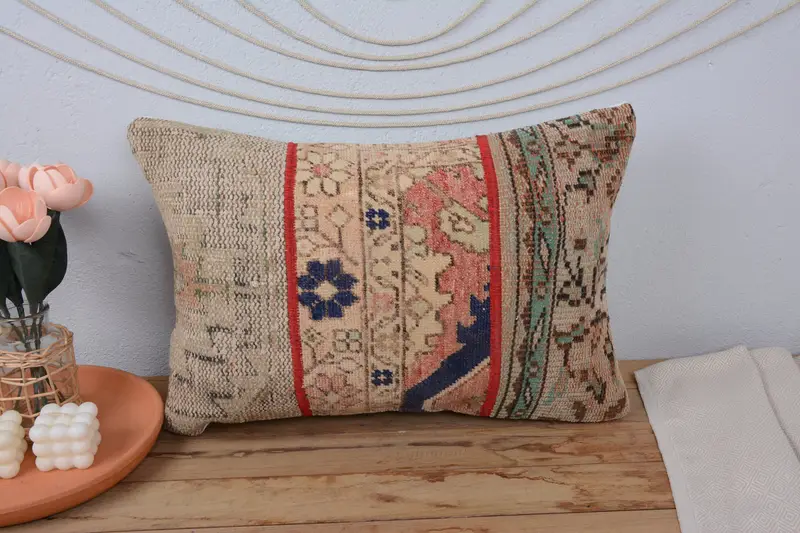 Boho Pillow, Pattern Throw Cushion Case, 16x24 Red Pillow Sham, Pillow Cover, Handmade Kilim Cushion, Boho Pillow Sham Cover, Handmade Cushion Cover - 2