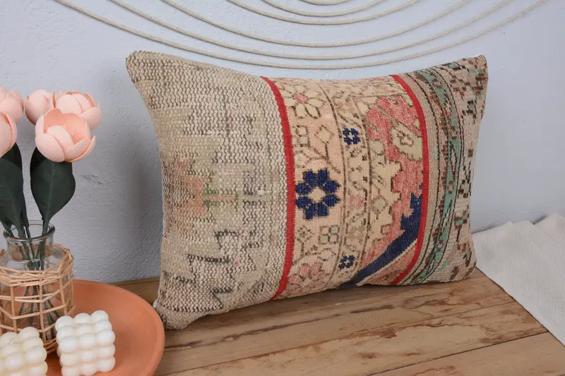 Boho Pillow, Pattern Throw Cushion Case, 16x24 Red Pillow Sham, Pillow Cover, Handmade Kilim Cushion, Boho Pillow Sham Cover, Handmade Cushion Cover - 1