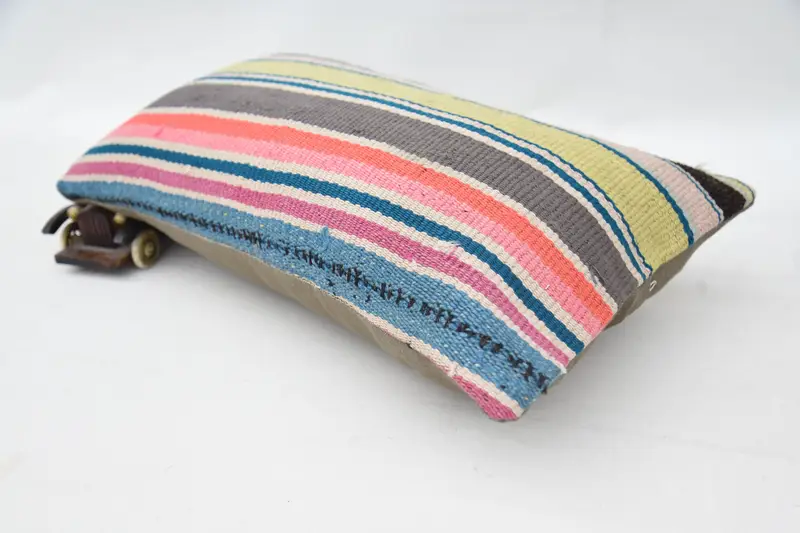 Outdoor Cushion Cover, Pillow Case, Boho Pillow Sham Cover, Turkish Kilim Pillow, 12x20 Blue Cushion Case, Pastel Cushion Cover, Kilim Pillow - 6
