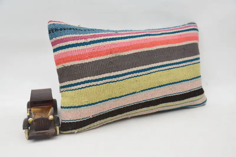 Outdoor Cushion Cover, Pillow Case, Boho Pillow Sham Cover, Turkish Kilim Pillow, 12x20 Blue Cushion Case, Pastel Cushion Cover, Kilim Pillow - 2