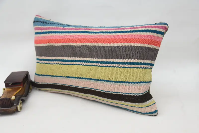 Outdoor Cushion Cover, Pillow Case, Boho Pillow Sham Cover, Turkish Kilim Pillow, 12x20 Blue Cushion Case, Pastel Cushion Cover, Kilim Pillow - 3