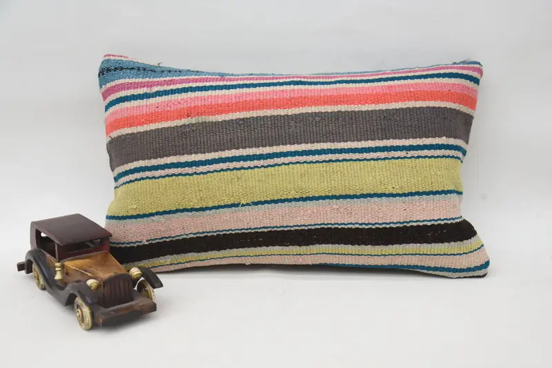 Outdoor Cushion Cover, Pillow Case, Boho Pillow Sham Cover, Turkish Kilim Pillow, 12x20 Blue Cushion Case, Pastel Cushion Cover, Kilim Pillow - 4