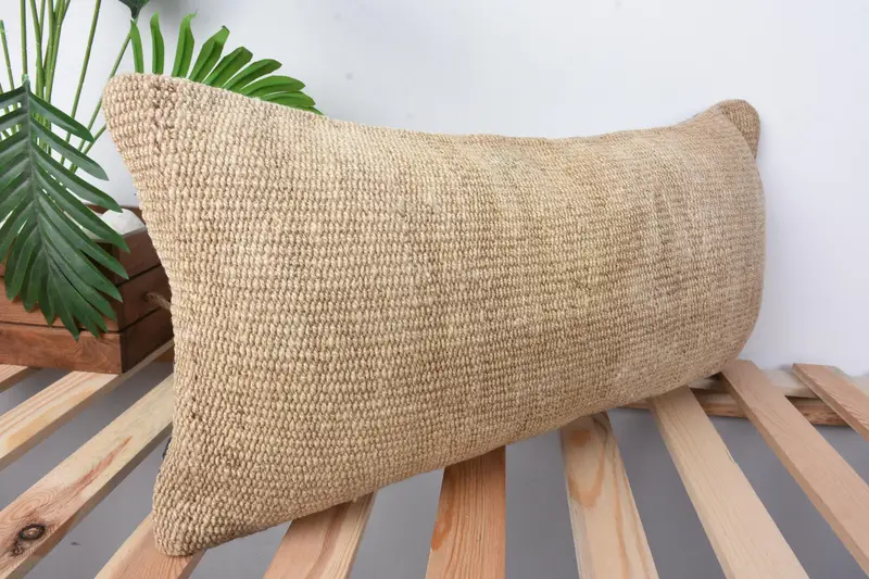 12x24 Beige Cushion Case, Vintage Kilim Throw Pillow, Boho Pillow Sham Cover, Cushion, Sofa Pillow, Ethnical Kilim Rug Pillow, Muted Pillow Sham - 5
