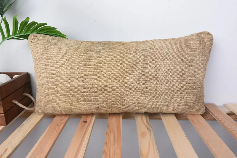 12x24 Beige Cushion Case, Vintage Kilim Throw Pillow, Boho Pillow Sham Cover, Cushion, Sofa Pillow, Ethnical Kilim Rug Pillow, Muted Pillow Sham - 1