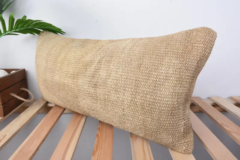 12x24 Beige Cushion Case, Vintage Kilim Throw Pillow, Boho Pillow Sham Cover, Cushion, Sofa Pillow, Ethnical Kilim Rug Pillow, Muted Pillow Sham - 4