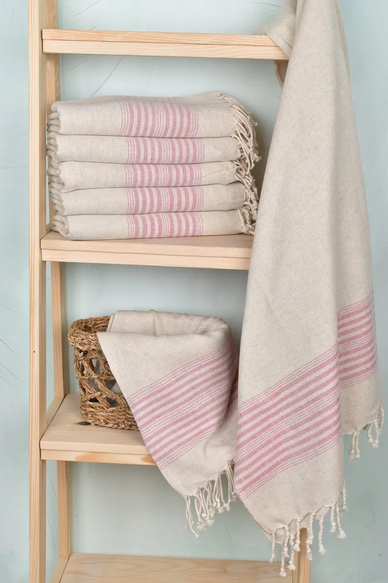 68x40 Linen Striped Towel, Hammam towel, Kids Beach Towel, Gift For Coworker, Turkish Towel Beach, Turkish Bath Towel Set, Gift For Her - 3