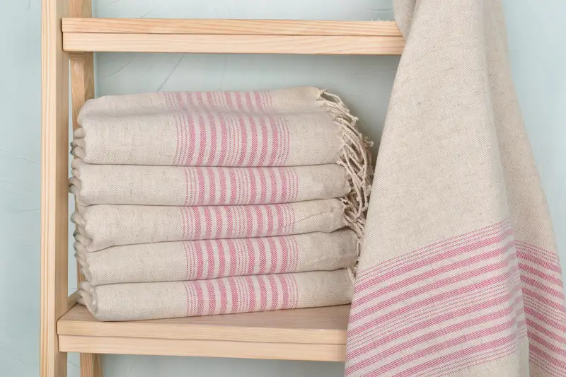 68x40 Linen Striped Towel, Hammam towel, Kids Beach Towel, Gift For Coworker, Turkish Towel Beach, Turkish Bath Towel Set, Gift For Her - 1