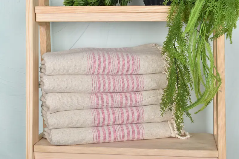 68x40 Linen Striped Towel, Hammam towel, Kids Beach Towel, Gift For Coworker, Turkish Towel Beach, Turkish Bath Towel Set, Gift For Her - 2