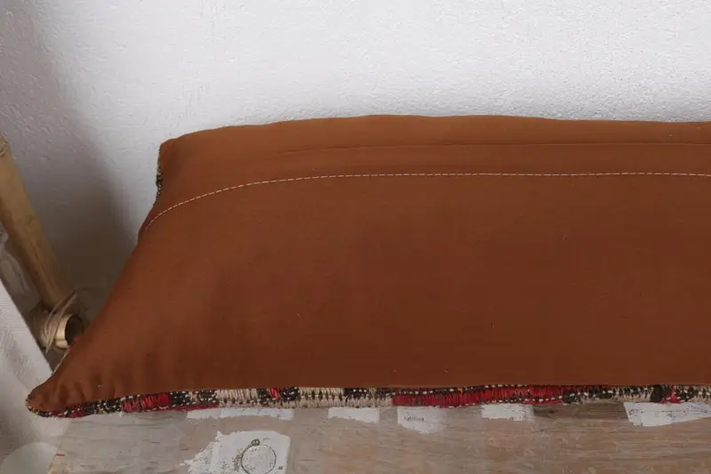 Cotton Cushion, Sustainable Pillow Sham, Home Decor Pillow, Kilim Pillow, Cushion, Ethnical Kilim Rug Pillow, 12x36 Red Pillow Case - 7