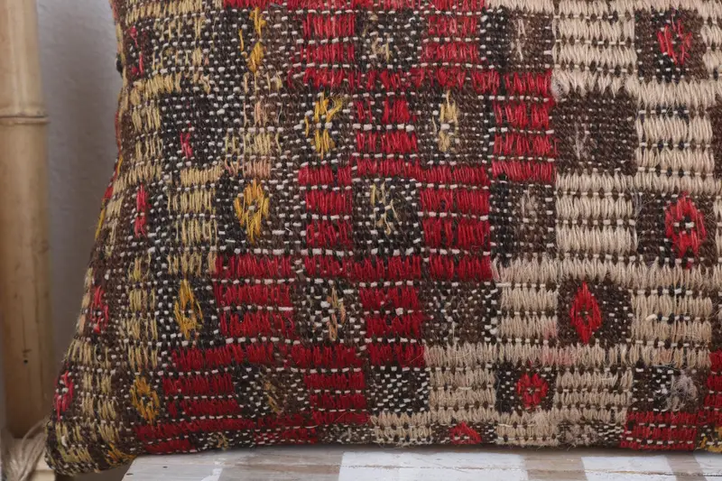 Cotton Cushion, Sustainable Pillow Sham, Home Decor Pillow, Kilim Pillow, Cushion, Ethnical Kilim Rug Pillow, 12x36 Red Pillow Case - 3