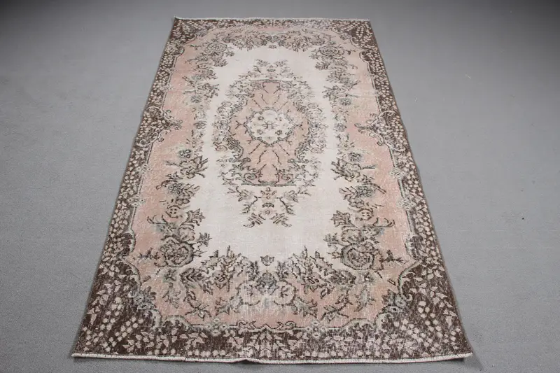 Orange Floral Rug, 3,8x6,6 ft Elegant Decor