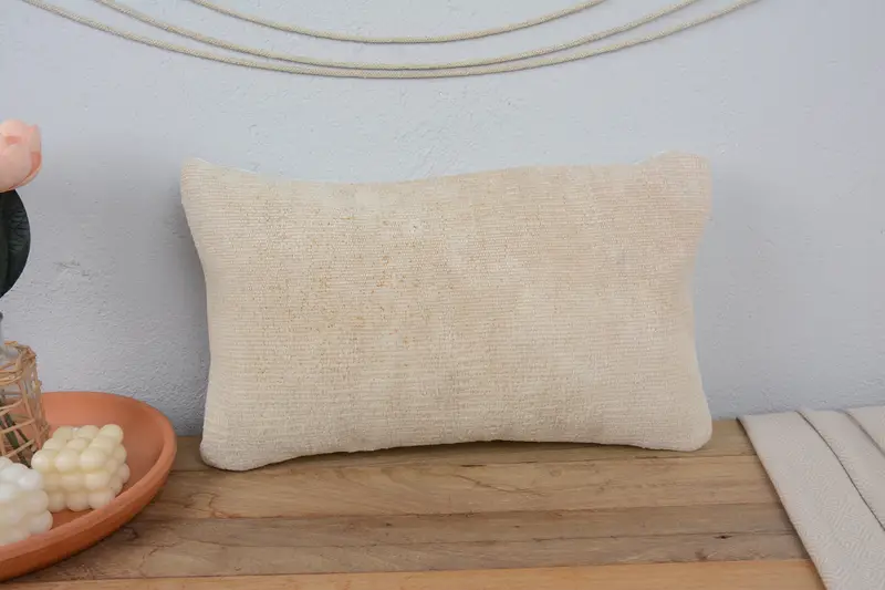 Pillow for Sofa, Cushion Cover, Antique Pillows, 12x20 White Pillow Case, Toss Cushion, Turkish Kilim Pillow, Square Throw Cushion Cover - 2