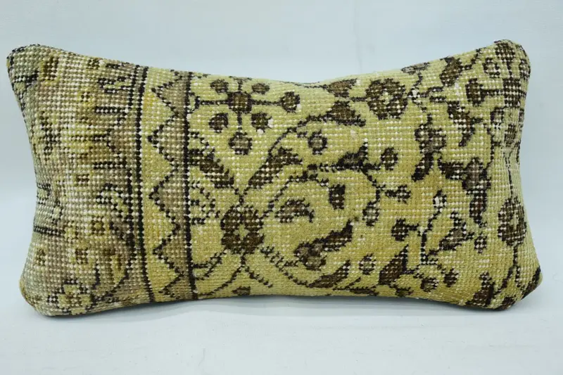 Turkish Brown Rectangle Pillow, Moroccan 8x16 inch Cushion Cover - 1